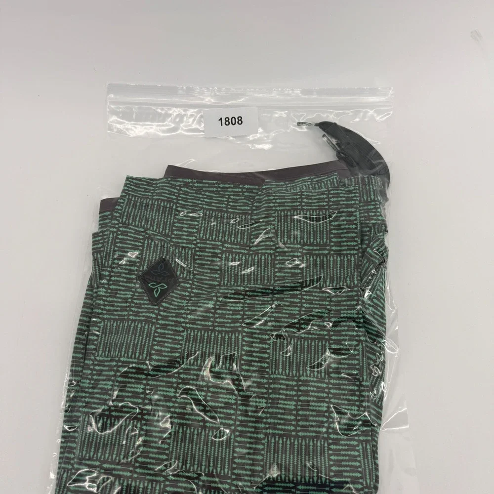 Prana Mens Board Shorts Size 32 Green Brown Arrow Print Swim Trunks UPF 50+